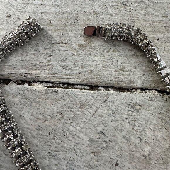 Vintage 50s Dazzling Rhinestone Fringe Necklace - Picture 6 of 13